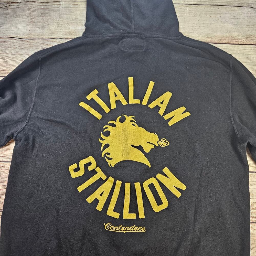 Rocky Italian Stallion Men's Black XL Full Zip Contenders Hoodie Cotton Blend